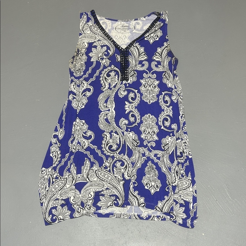 Soma Live Lounge Wear Soft & Stretchy All Over Print Shirt Dress (Women’s Large)
